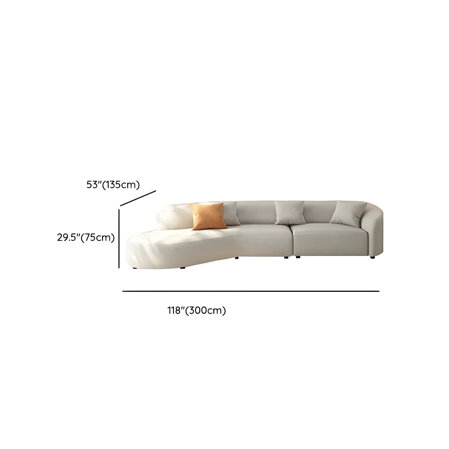 Modern Beige Sectional Sofa with Flared Arms and Cushion Back Design - image 17