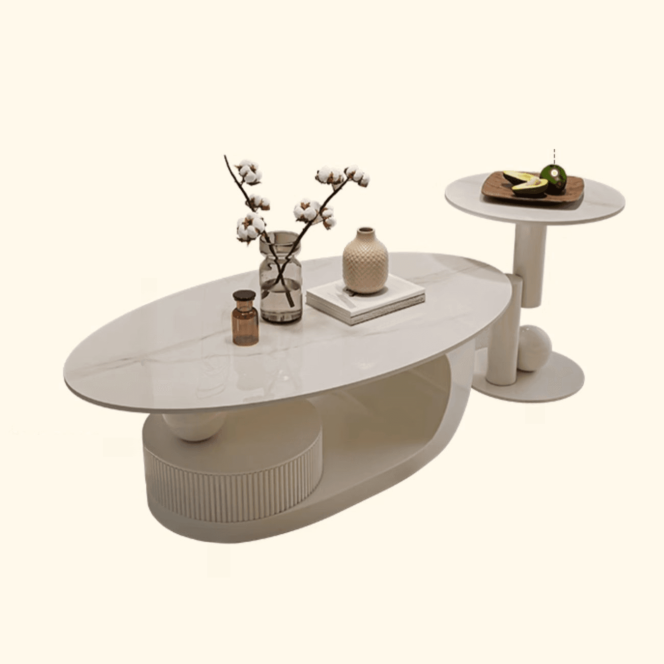 Nested Elliptical Accent Table with Repository Storage for Indoor Use - image 8