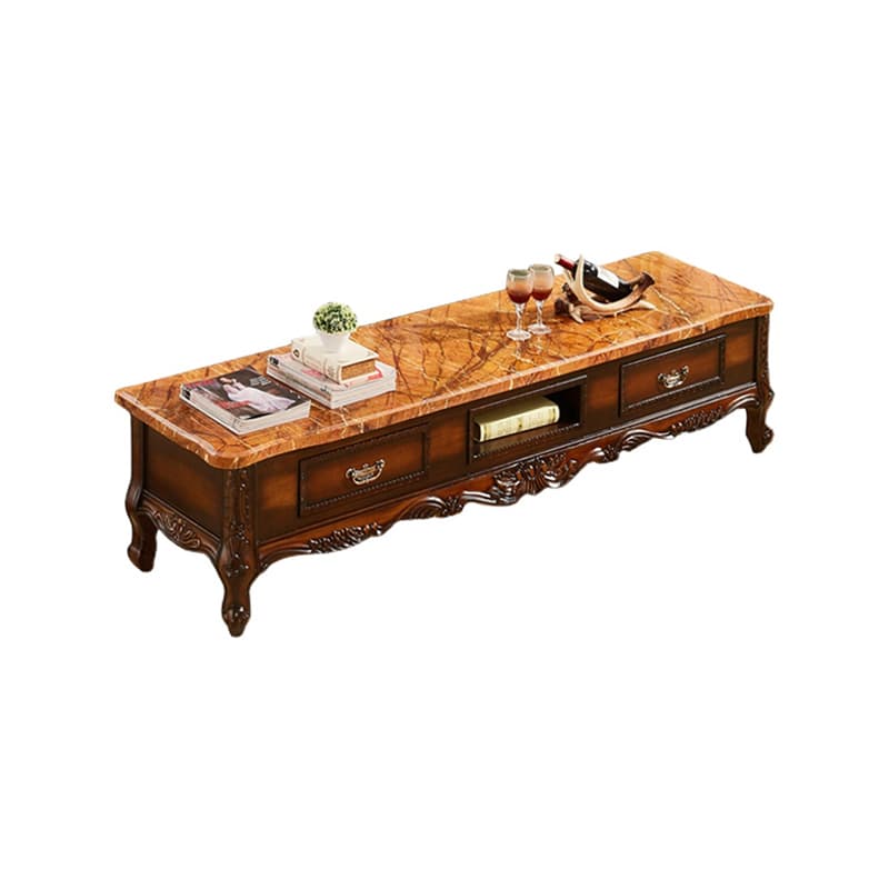Scandinavian Brown TV Stand with Drawers & Shelves and Low Height featuring Open Storage - image 5