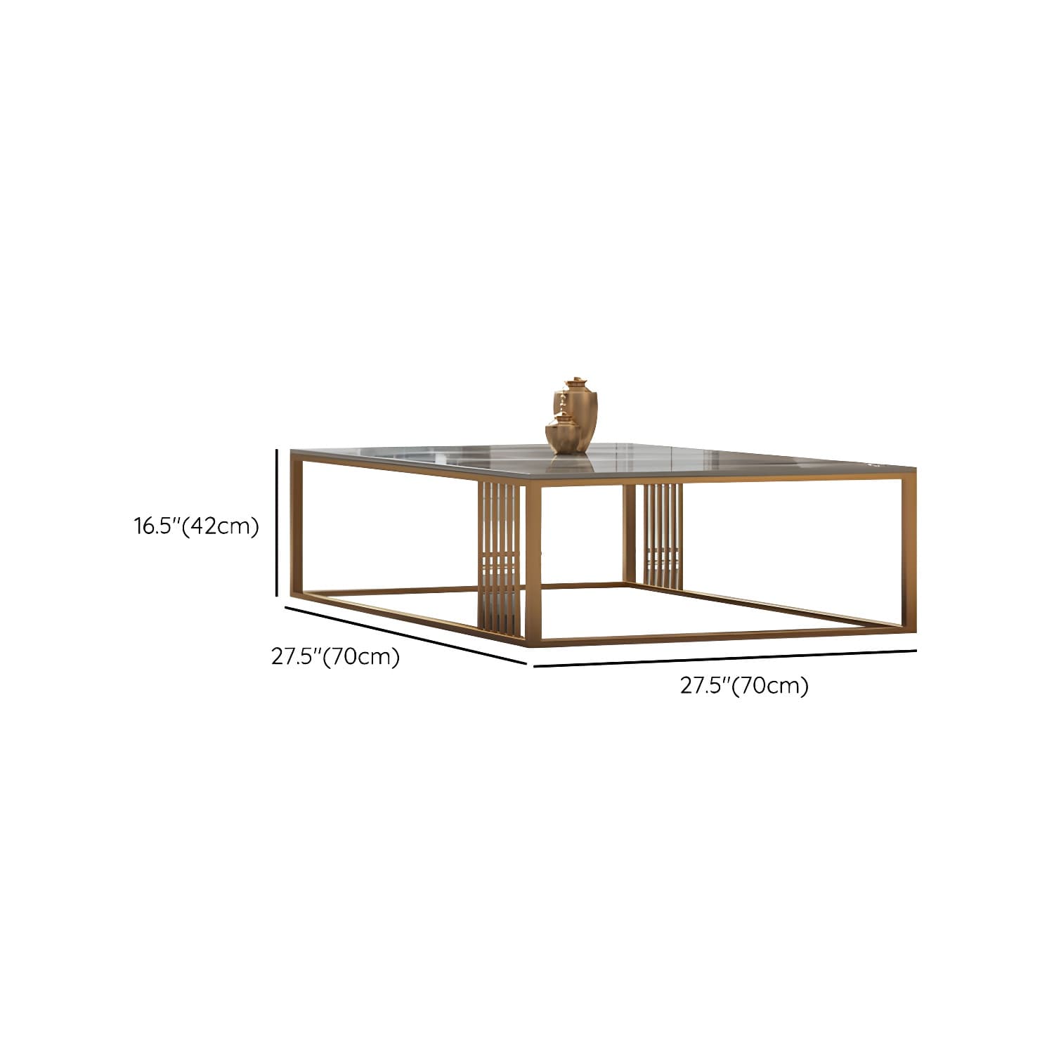 Glam Style Gold Iron Frame Coffee Table Gray Slate Table Top Coffee - image 15