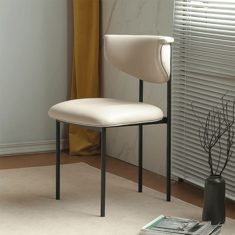 Scandinavian Side Chair with Uncovered Back, Upholstered, Ink/Gilded Metal Legs - image 6