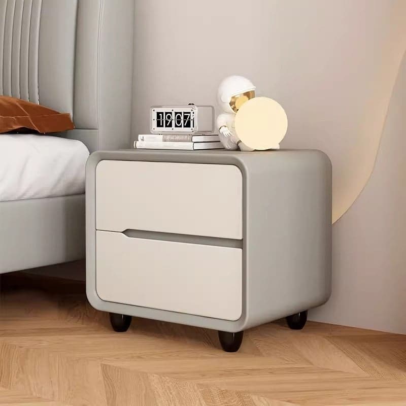 Organic Modern 2 Tiers Nightstand With Drawer Organization Featuring Pleather Countertop - image 10