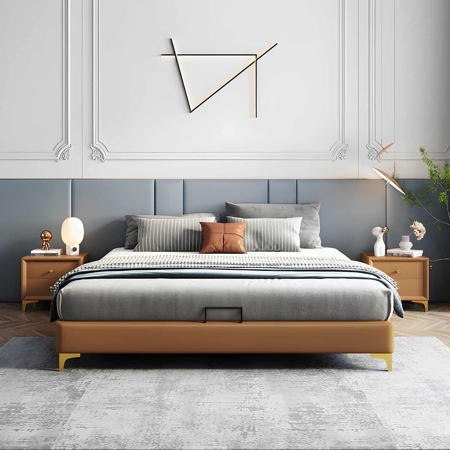 84.65 inch Wide Mid-century Bed Frame Solid Wood Platform Bed Frame - image 9