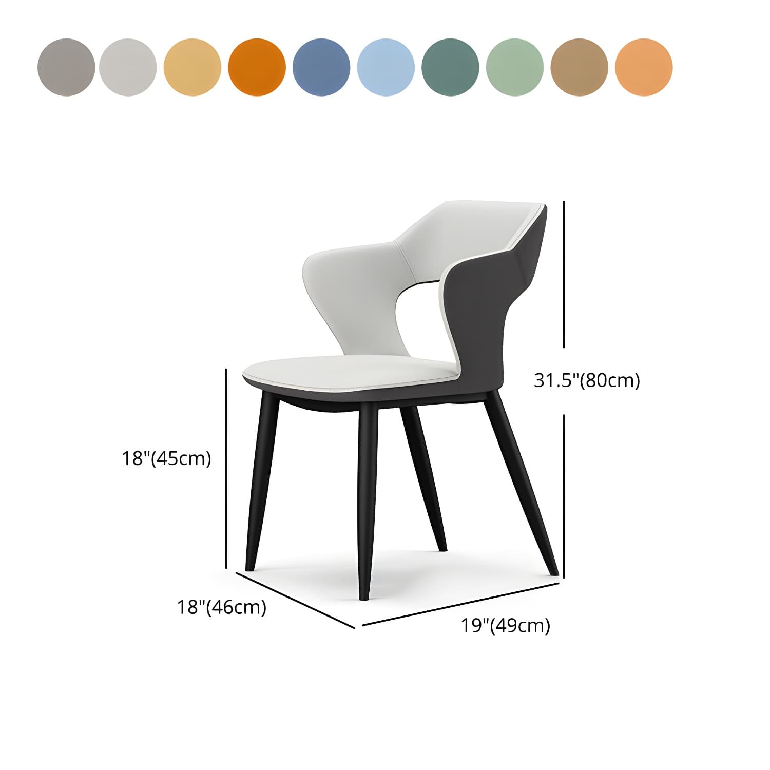 Metal Modern Indoor Side Chair with Arms Matte Finish Open Back Dining Chair - image 22