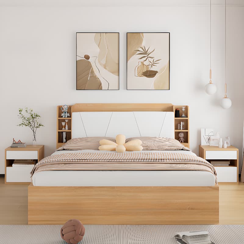 Natural Color Solid Color Storage Included with 6 Drawers for Bedroom
