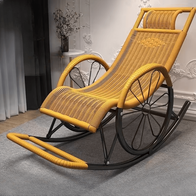 Auburn/Sage Green/Golden Synthetic Porch Rocker with Round Arm - image 12