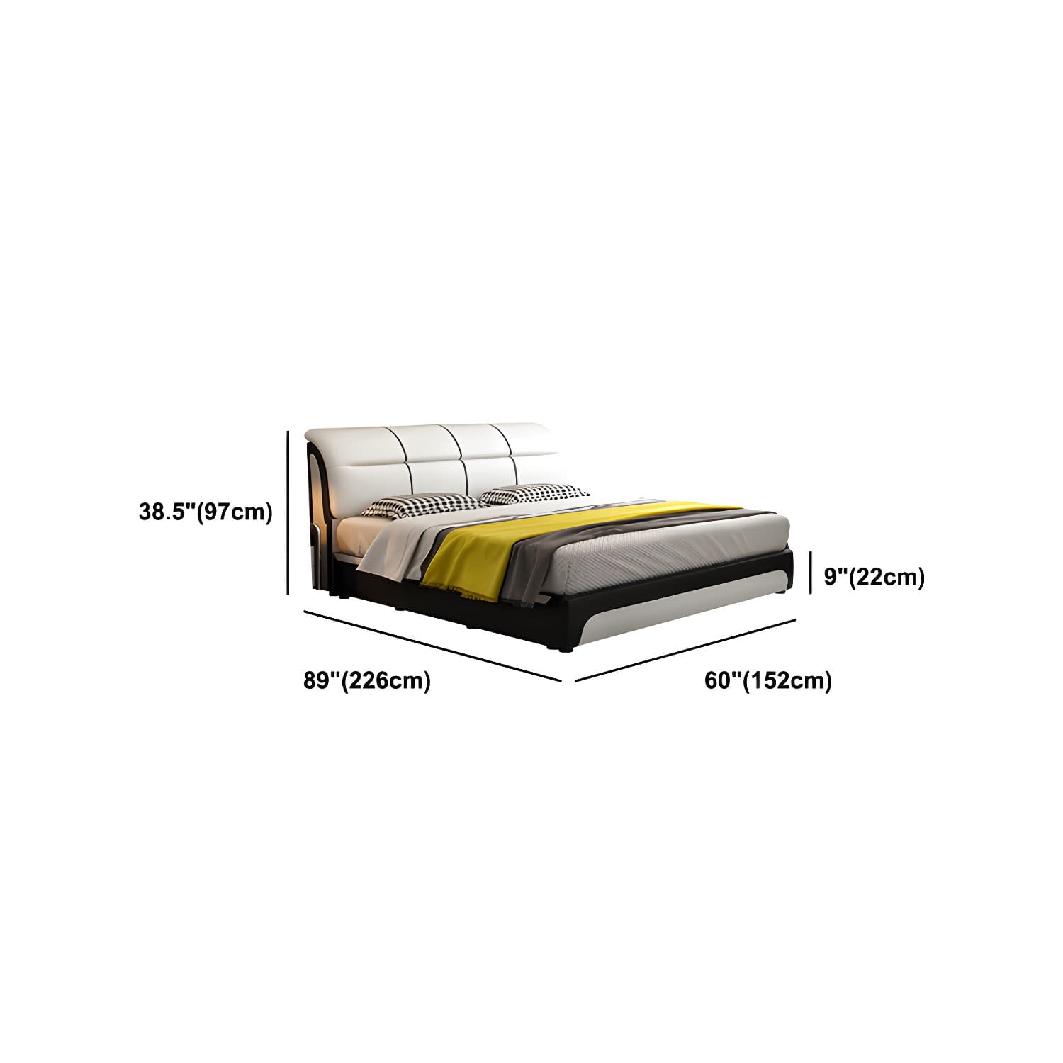 Glam Light Beige Bed Upholstered Wood Bed Frame with Headboard - image 13