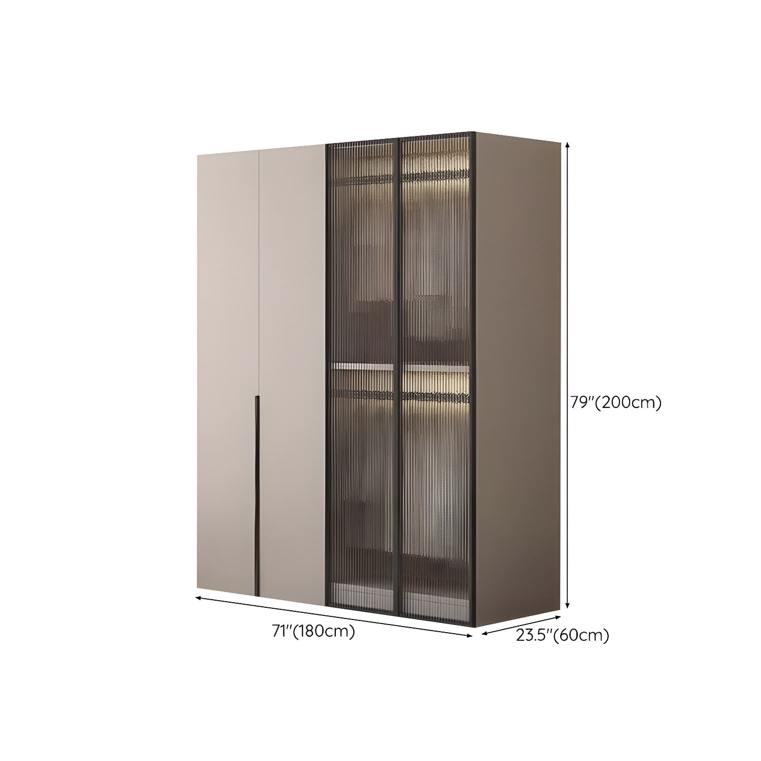 Modern Grey Wardrobe Armoire with Clothing Rod & Adjustable Shelves - image 14