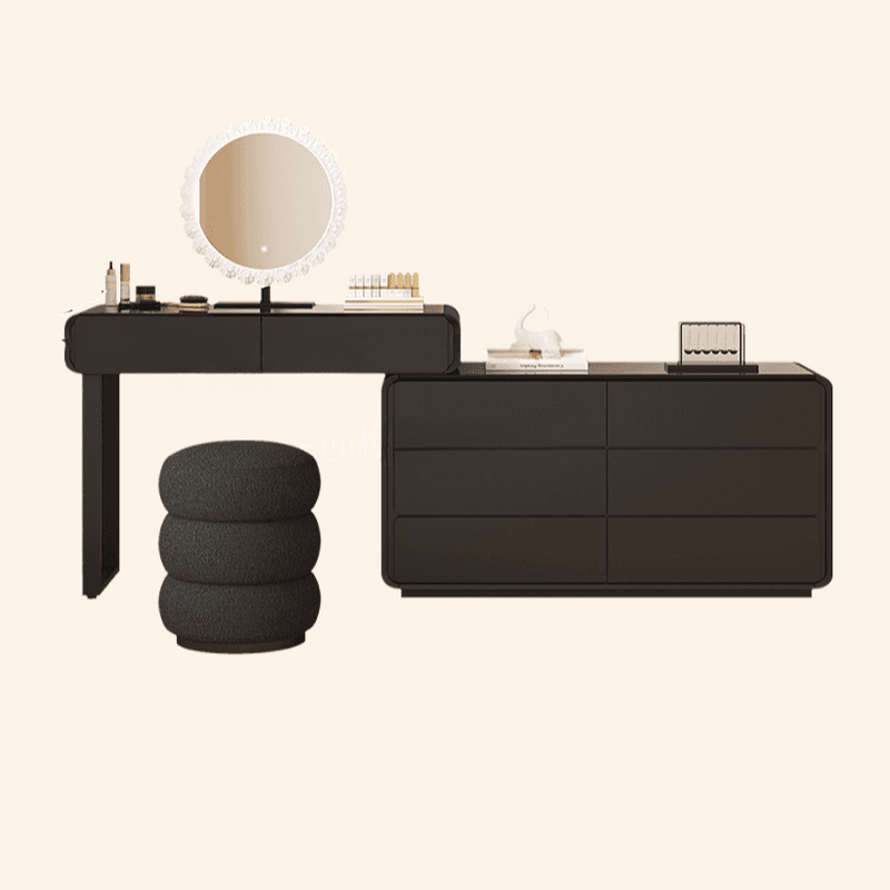 Midnight Black Modish Large/Standard Makeup Vanity with Vitreous Table Top, 8 Drawers/5 Drawers, and Scalable Design - image 5