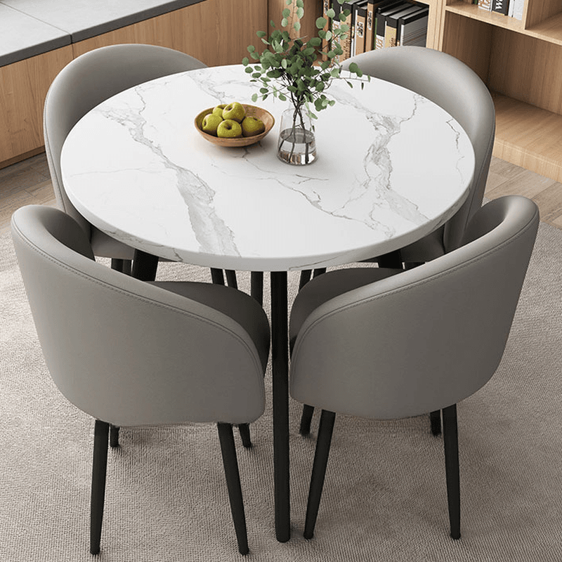 Circular Manufactured Wood Dining Table Set with Upholstered Back, Padded Chair, Arms, Seats 4 - image 11