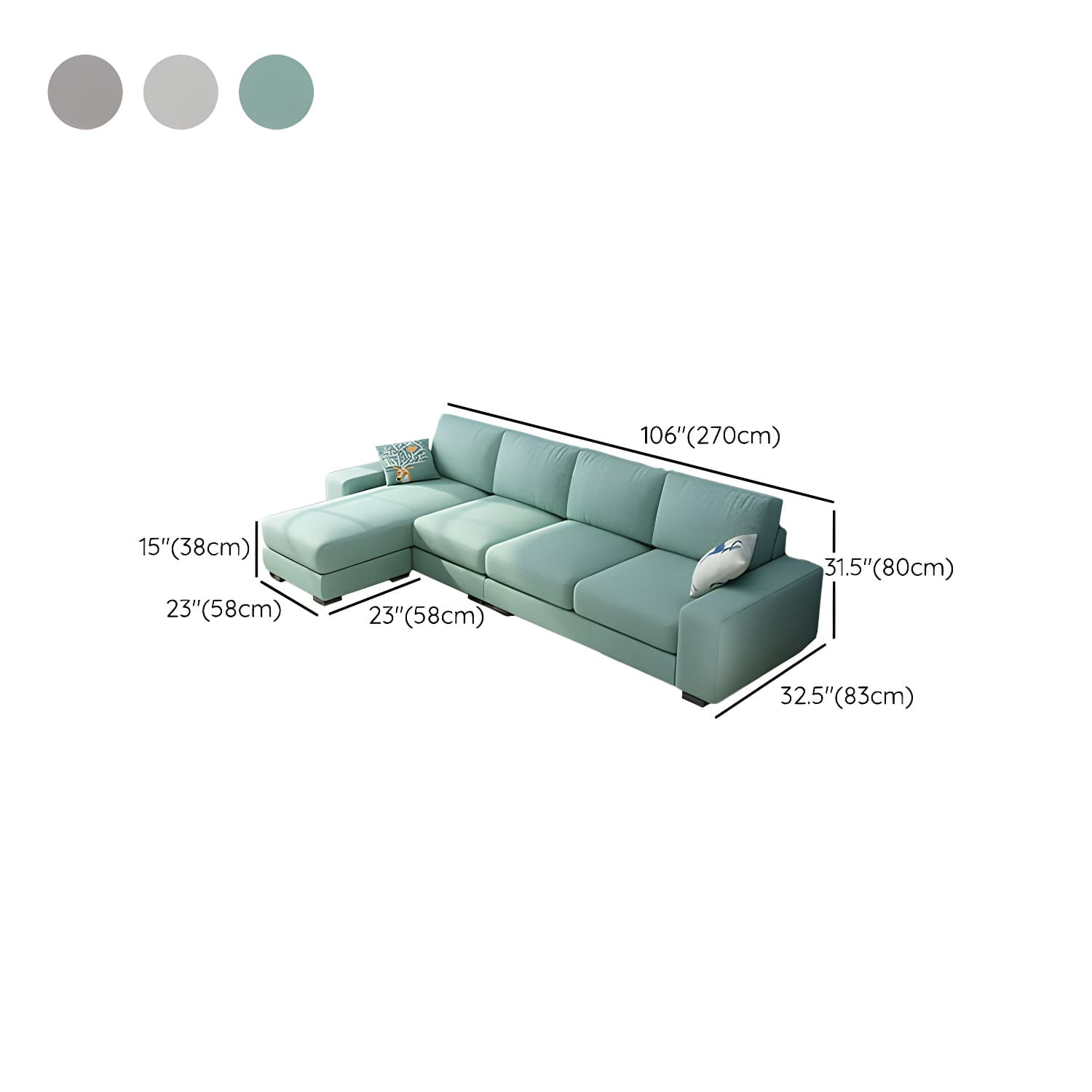 Scandinavian Wood Frame Straight Sofa with Cushion Back and Slipcover in 3 Piece Set - image 27