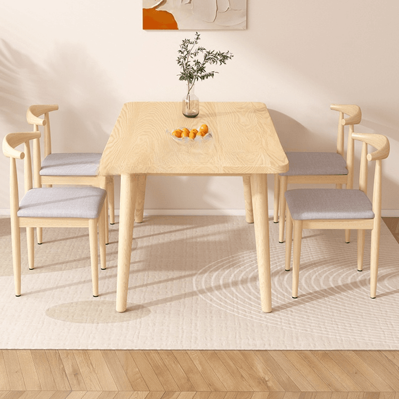 Dining Table Set with Rectangular Recycled Wood Table and 4 Legs, Padded Chair Back in White/Auburn/Unfinished - image 4