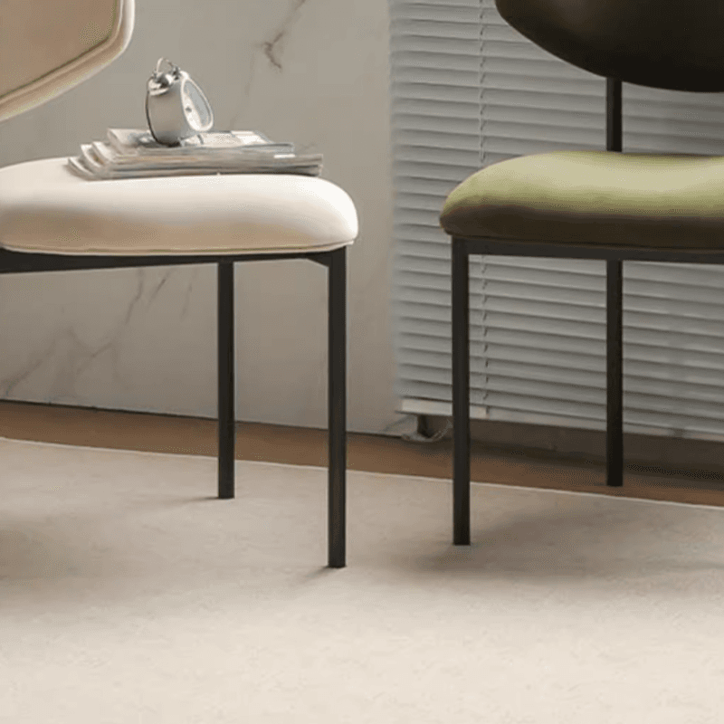 Scandinavian Side Chair with Uncovered Back, Upholstered, Ink/Gilded Metal Legs - image 19