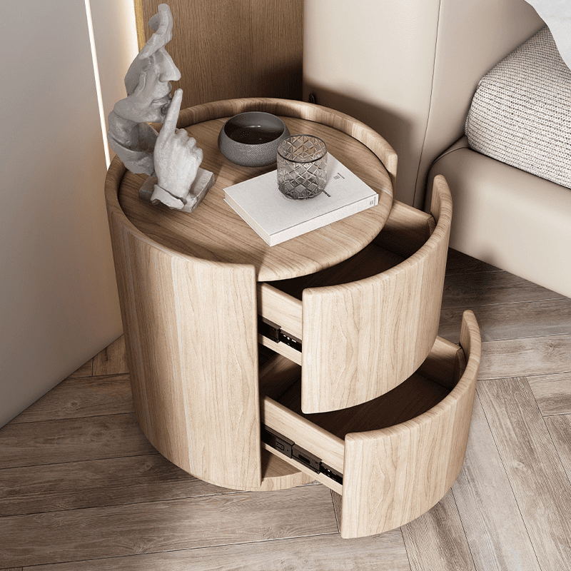 Trendy Vinyl Leather Cylindrical Drawer Storage Nightstand Multi Color - image 15