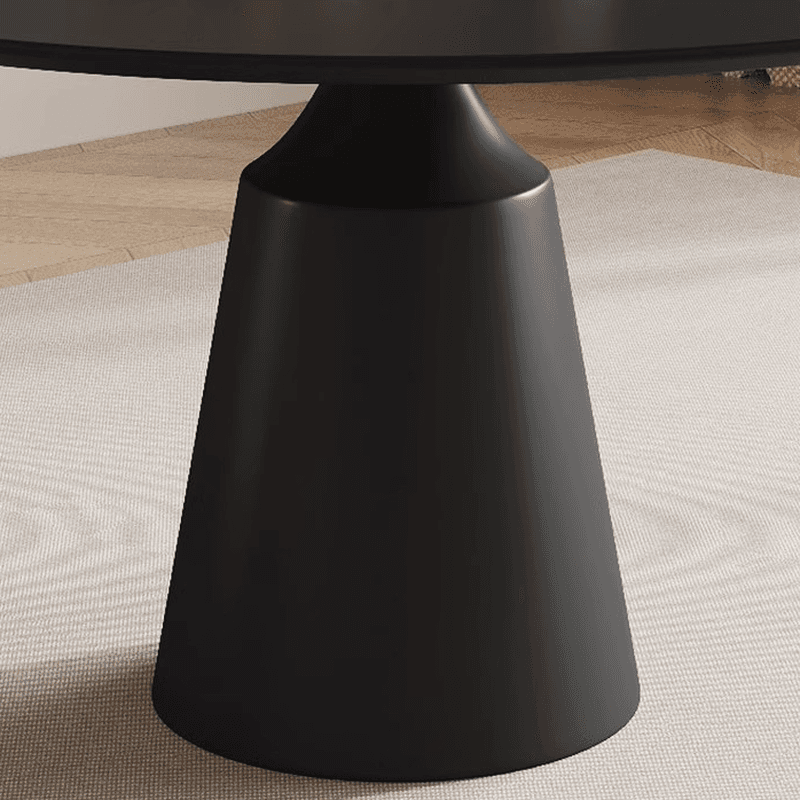 Scratch-defiant Fixed Circular Dining Table for 2 People/4 People with a Chalk/Charcoal Slate Stone Tabletop in a Contemporary Style - image 8