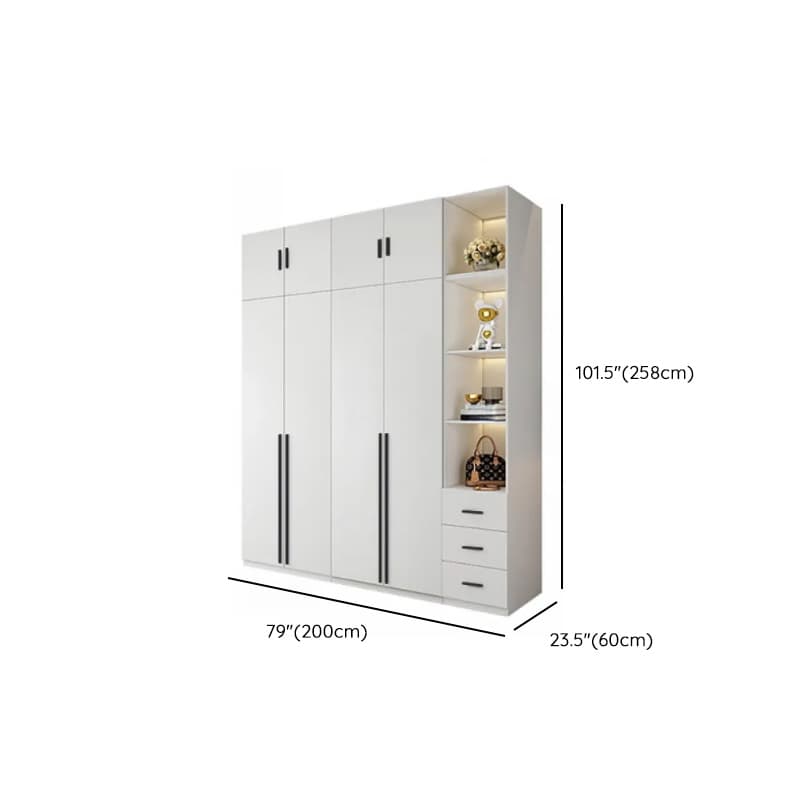 White Lumber Detached Wardrobe Closet with Soft Close Drawer, Door, Interior Shelves, and Clothing Rod - image 54