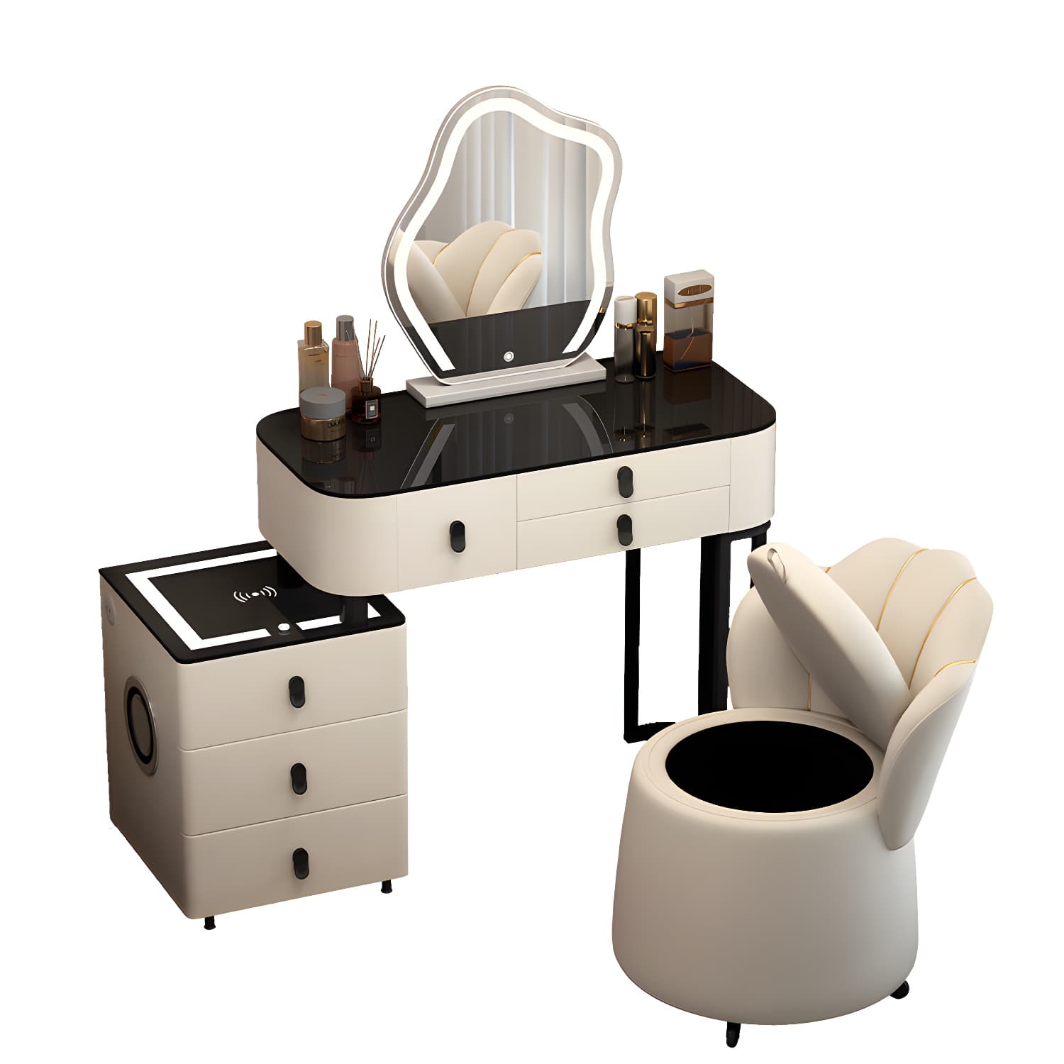 Lighted Mirror Vanity Dressing Table Set with Storage Drawers - image 8
