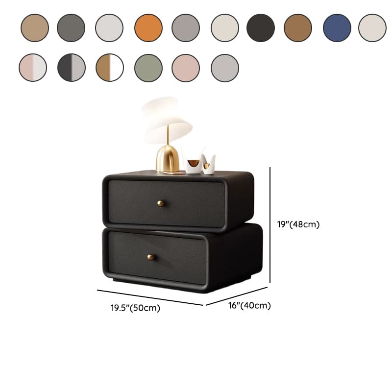 Simplistic 2 Tiers Drawer Storage Nightstand with Light Colored Wood, Swivel Feature, and Pleather Countertop - image 20