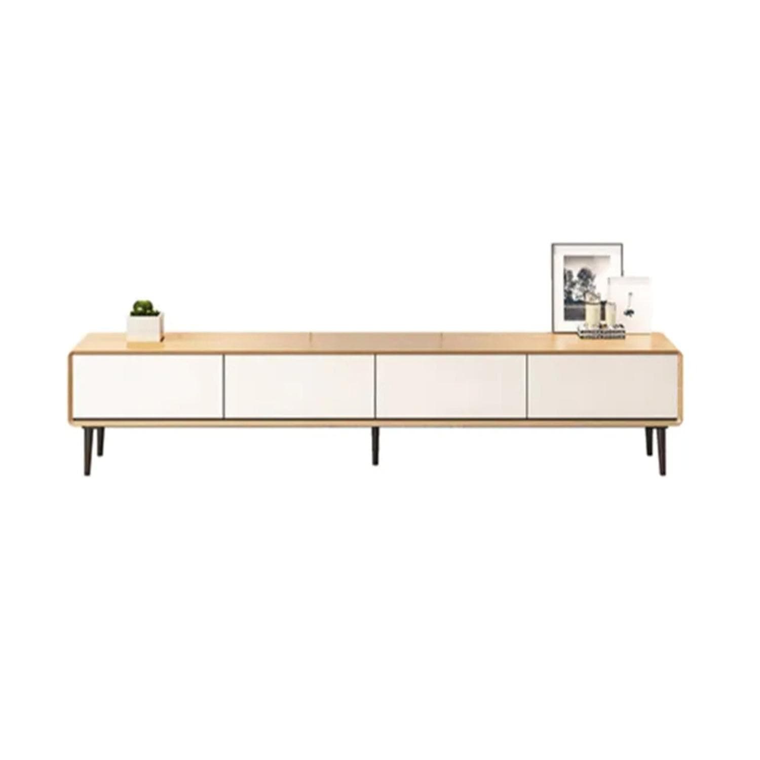 Modern Wood TV Stand with Drawers and Cable Management, Low Height, with Legs - image 15