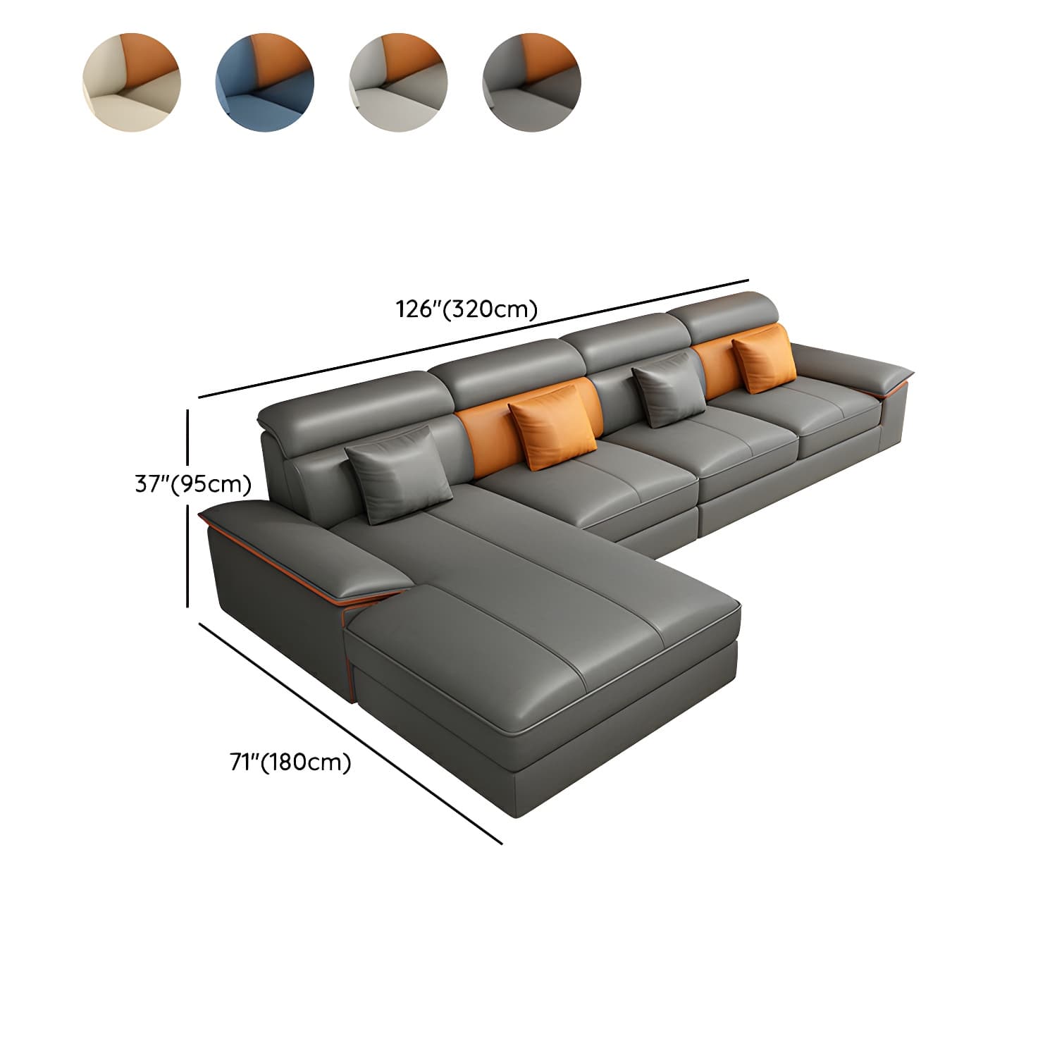 Modernism Pillow Top Arm Sectional with Chaise for Living Room - image 15