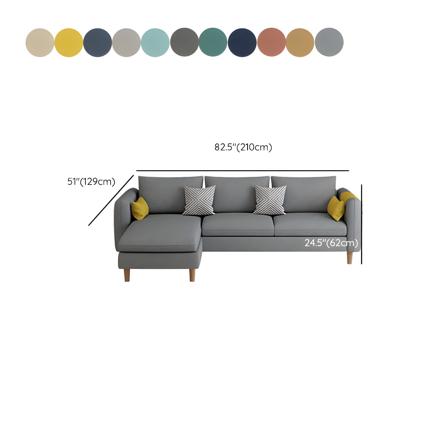 Modern Wooden Frame L-Shaped Sectional Sofa Chaise in Small Size with Storage Included - image 27