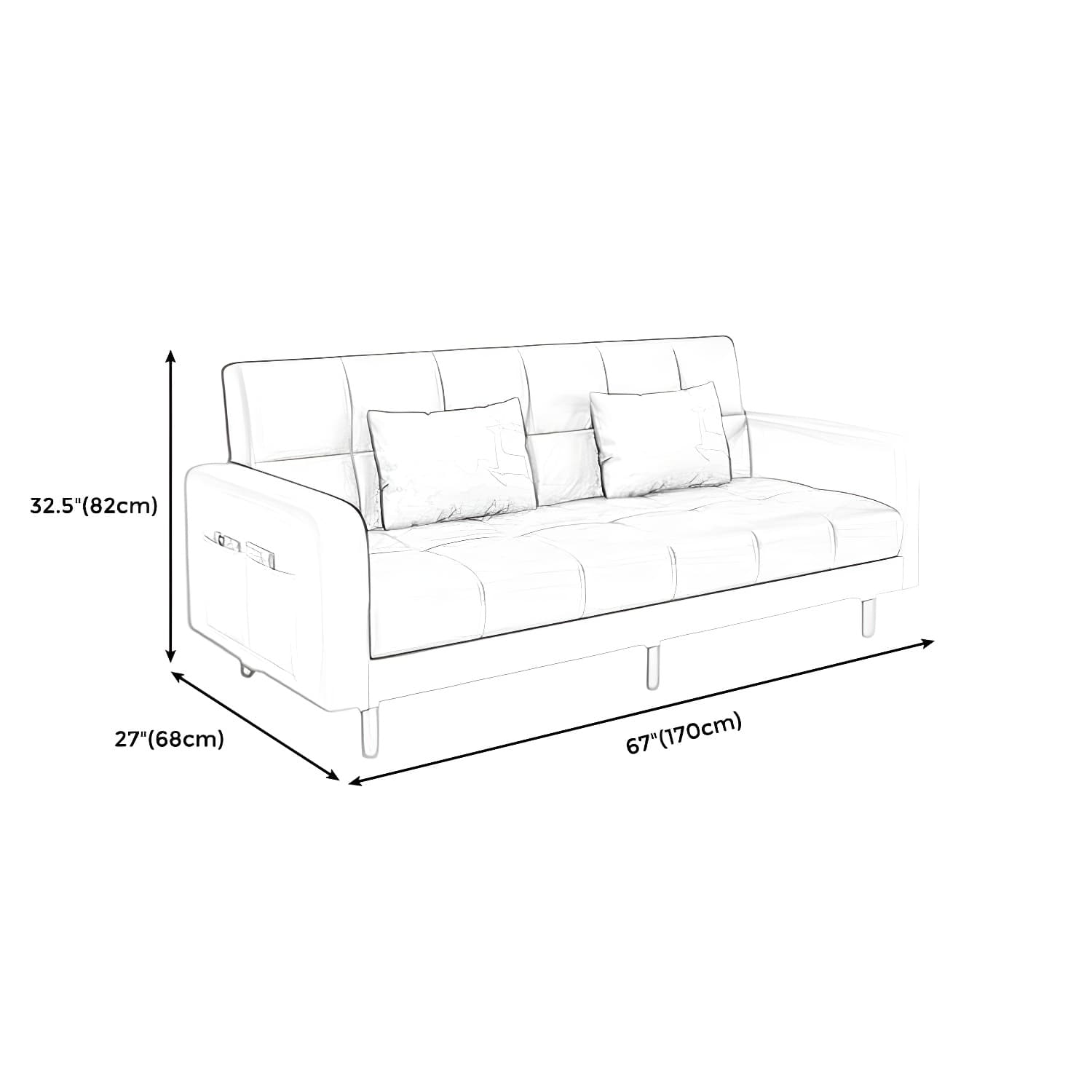 Convertible Biscuit Back Sofa Bed 32.28"High Square Arm Sofa for Apartment - image 25