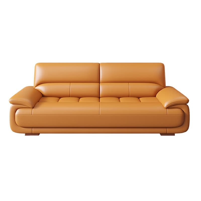 Modern Orange Genuine Leather Sectional Sofa with Wood Frame and Pillow Top Arms - image 10