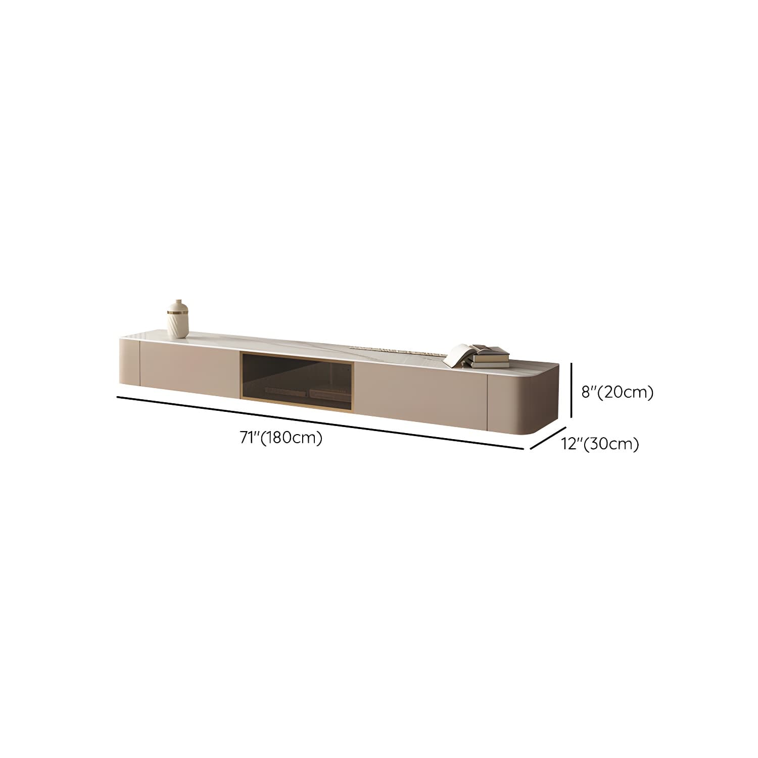 Brown Modern TV Stand with Floating Mount Design, Drawers, and Cable Management - image 15