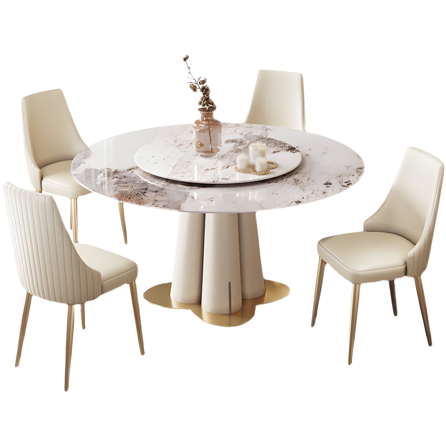 Glam 1/3/4/5/7 Pieces Dining Sets Round Dining Room Table Set - image 5