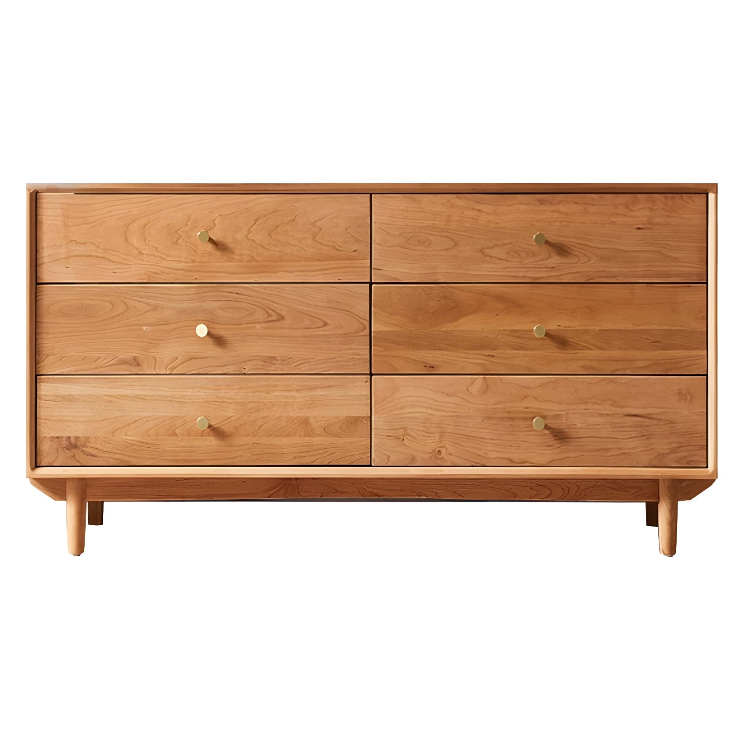 Modern Brown Wood Dresser with Drawers and Gold Metal Handles - image 5