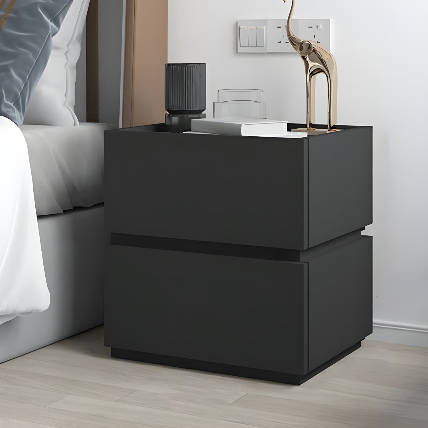 19.1" Tall 2 - Drawer Nightstand Wooden Accent Table Nightstand for Bedroom