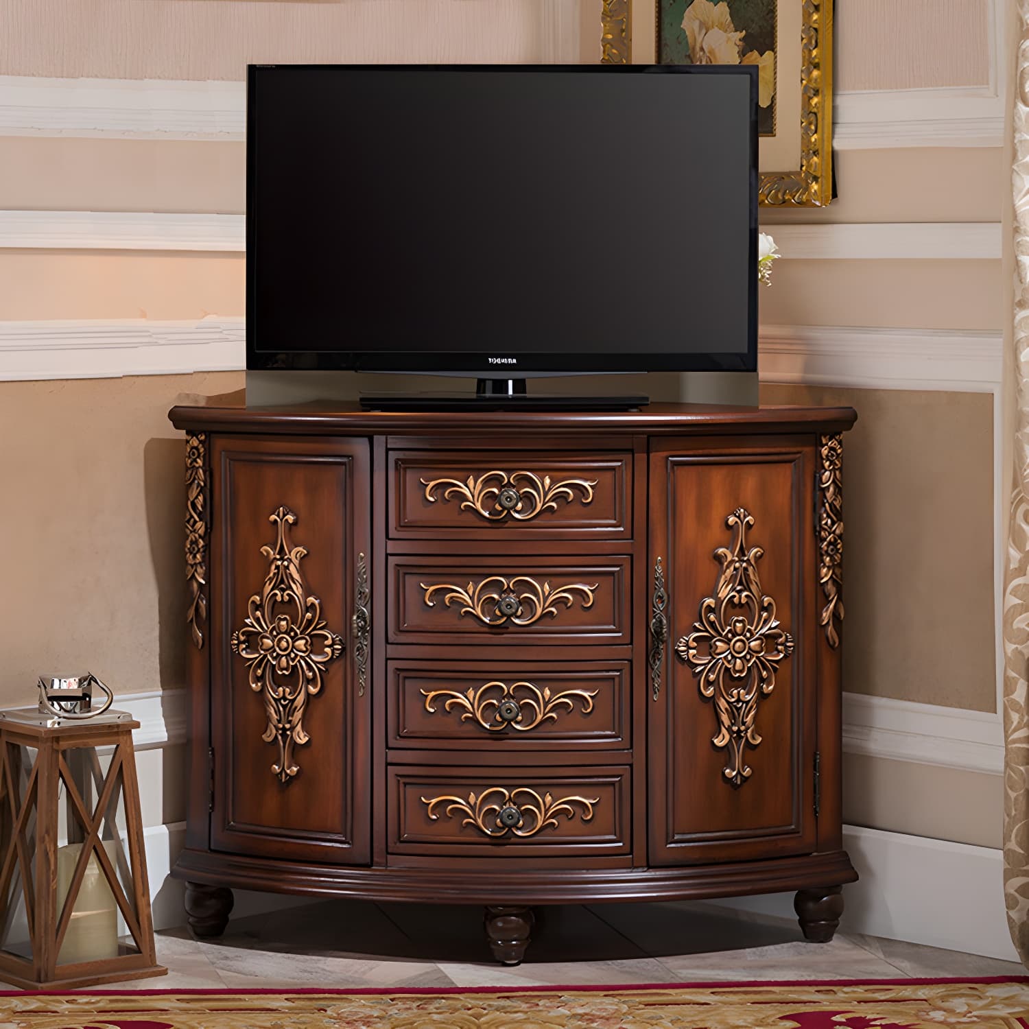 Wooden TV Cabinet Modern Style Home Simple Corner TV Stand Console - image 10