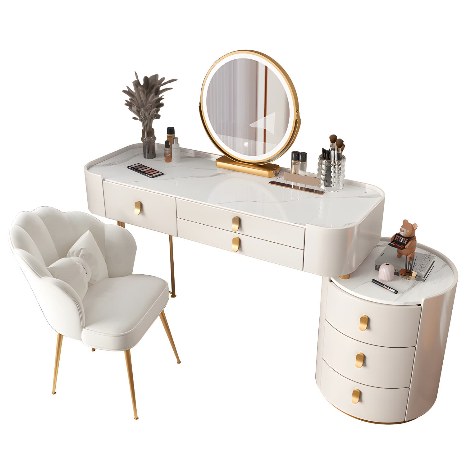 Lighted Mirror Makeup Vanity Desk Storage Box Makeup Vanity Set with Drawer - image 8