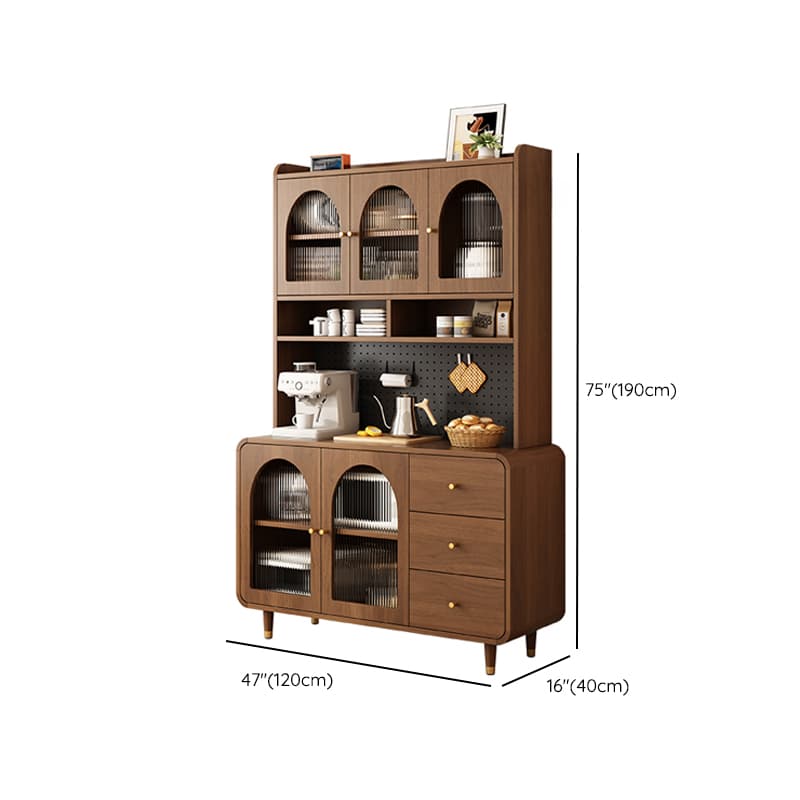 3 Drawers Modish Tan Standard Sink Cabinet with Glass Doors, 2 Shelves/1 Shelf, and Cabinets - image 20