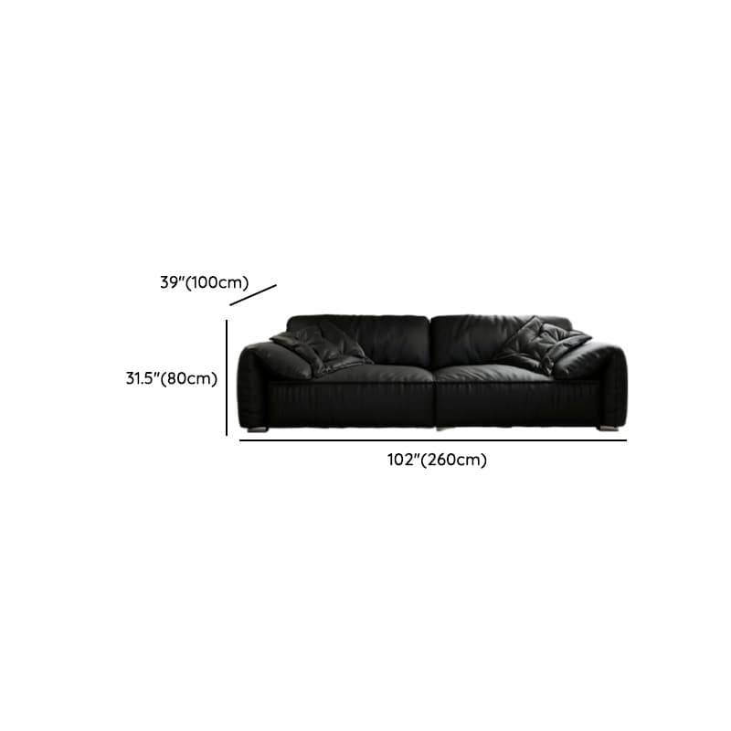 Modish Solid Color Water Resistant Standard Sofa in Midnight Black, Seats 5/4 Person/for 3 with 2 Pillows - image 19