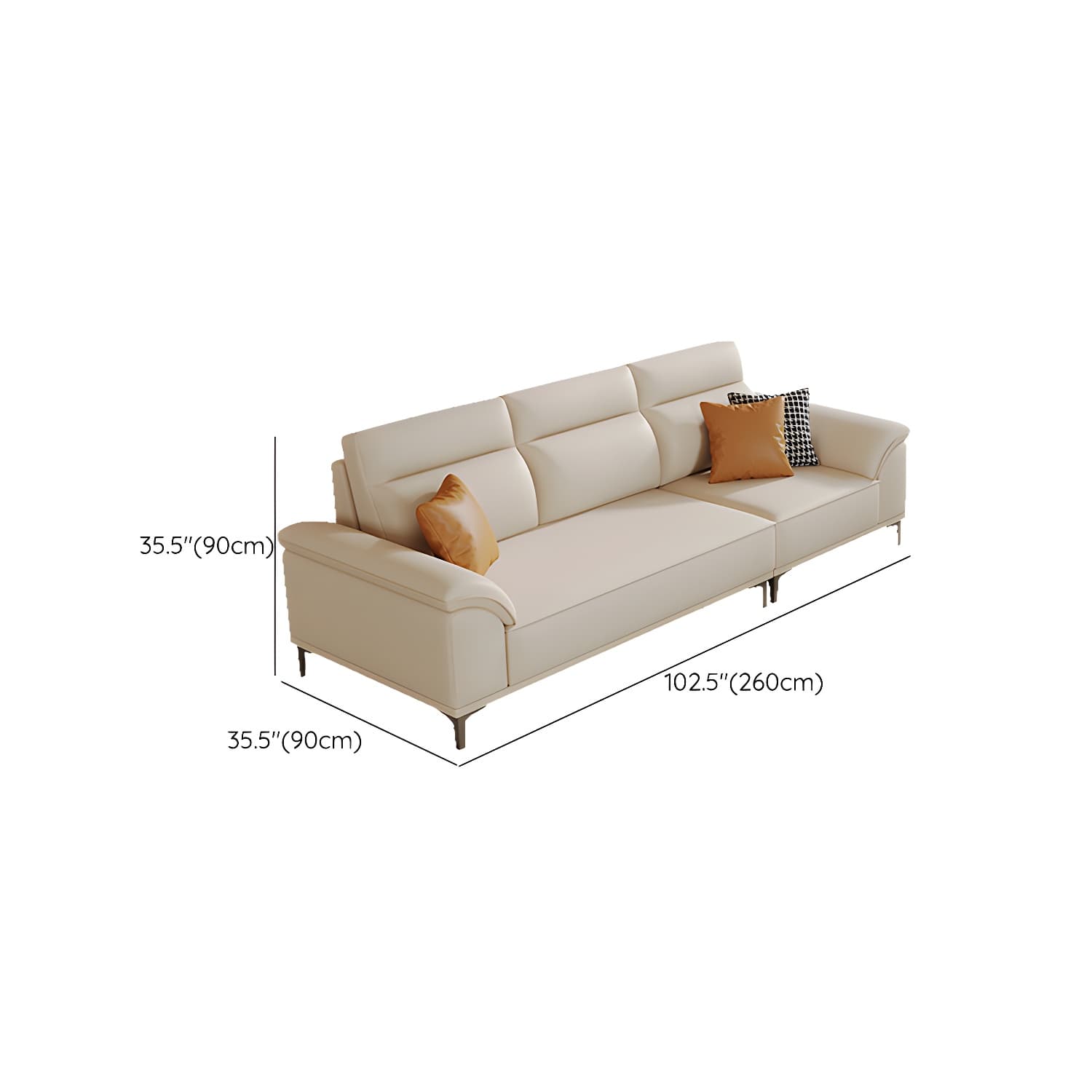 Modern Beige Faux Leather Sofa with Ottoman Included - Pillow Top Arm and Cushion Back - image 11