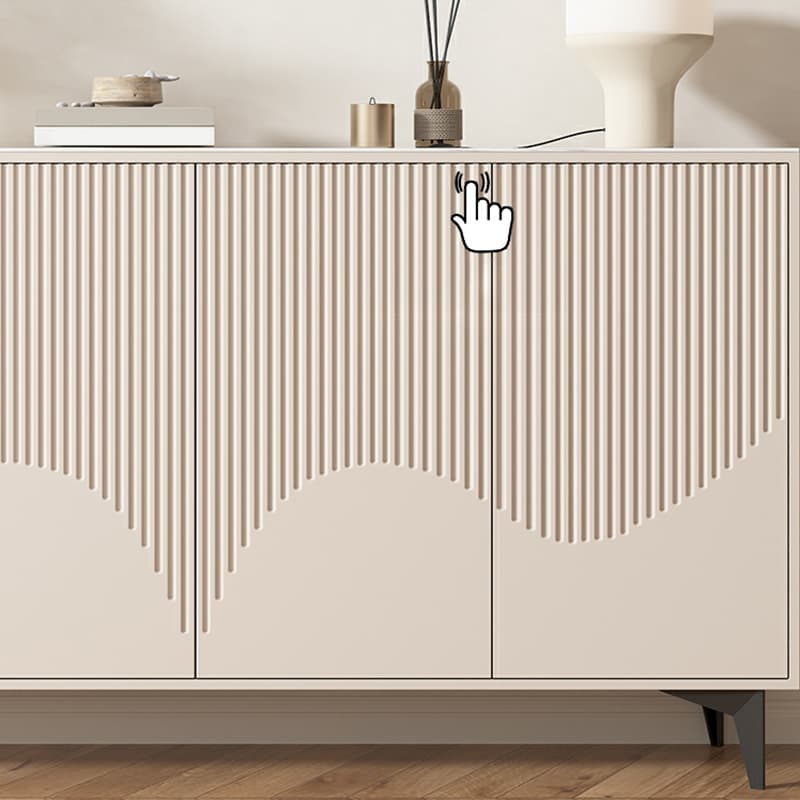 Modern Rectangular Manufactured Wood Accent Cabinet in Beige with Interior Partitions and Metal Legs - image 15
