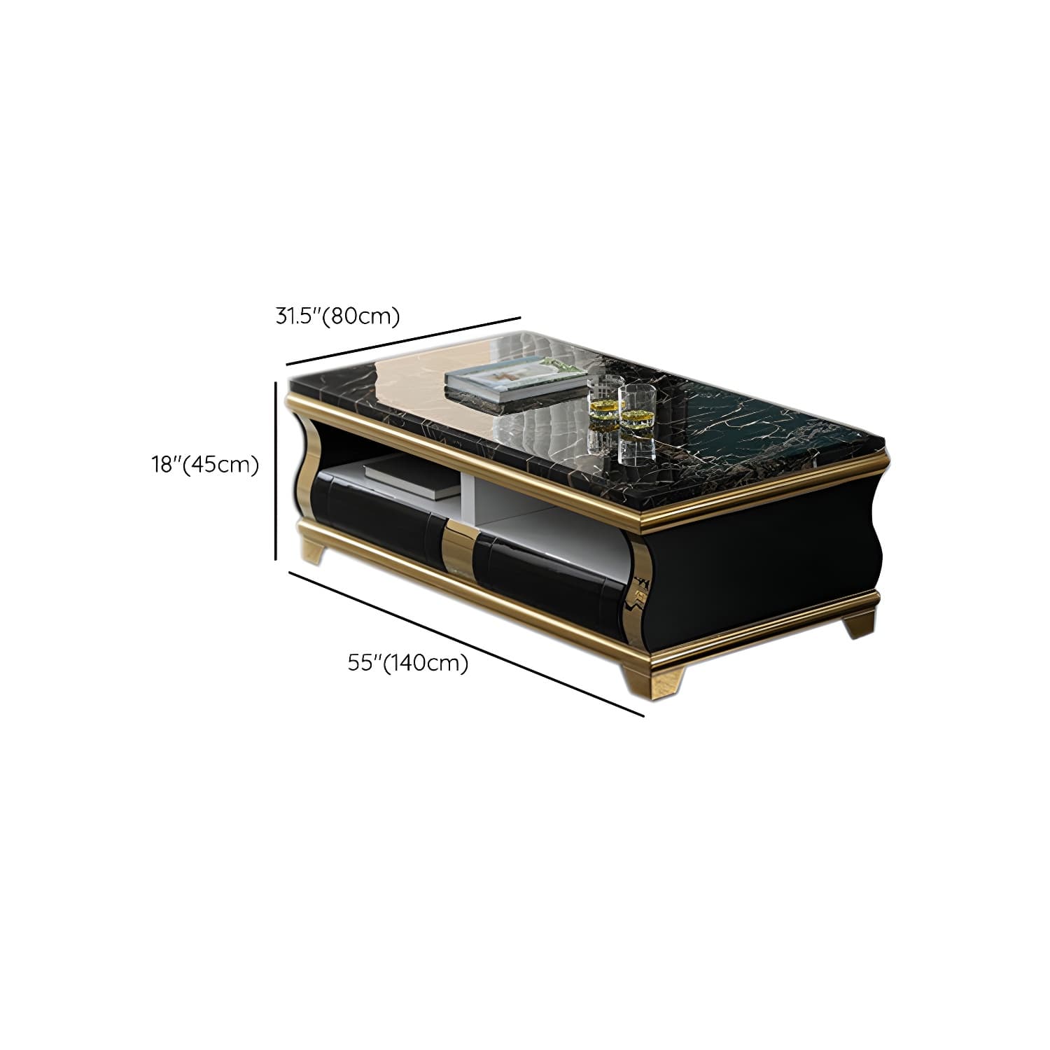 Marble Coffee or End Table with Storage Drawers Rectangle Block - image 10