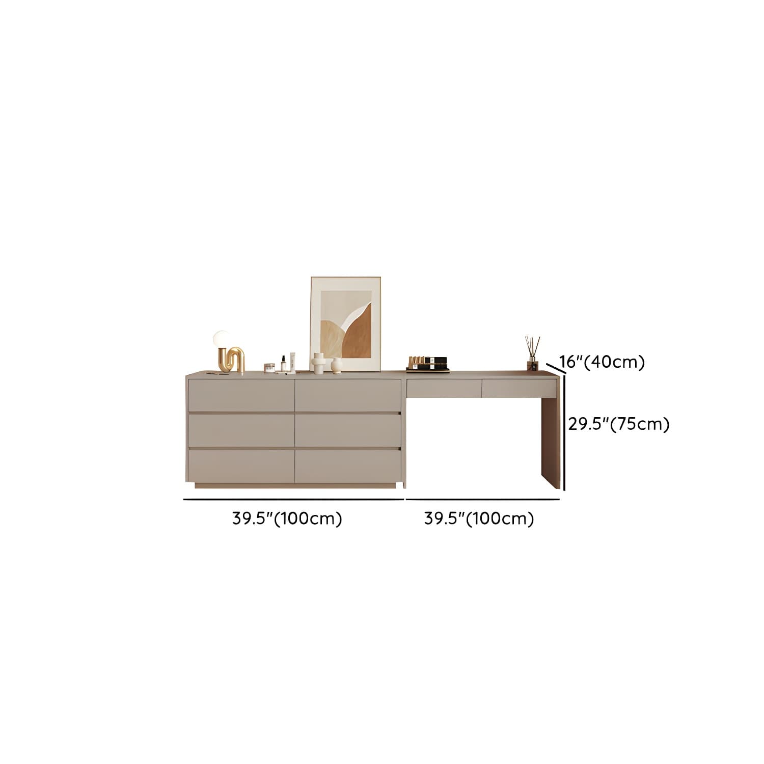 Modern Wood Vanity with Drawers, Large Size, Soft Close Glides, 40cm Width, 75cm Height - image 19
