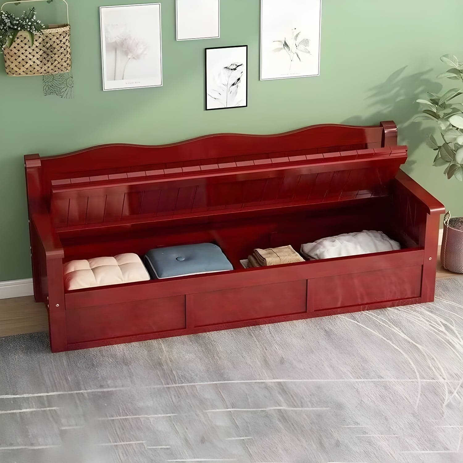 Gray Cotton and Linen Modern Sofa with Storage and Foam Cushioning