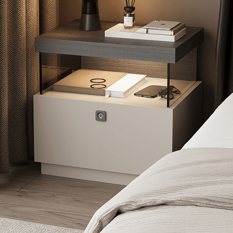 Organic Modern Nightstand With Drawer Organization with 1 Drawer and Real Wood Countertop - image 8