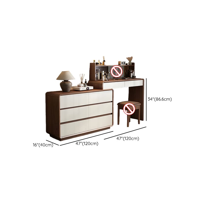 Simplistic Large Vanity Set with Rubberwood Table Top and Auburn Seat, Featuring 8/11/5 Drawers, No Suspension - image 6