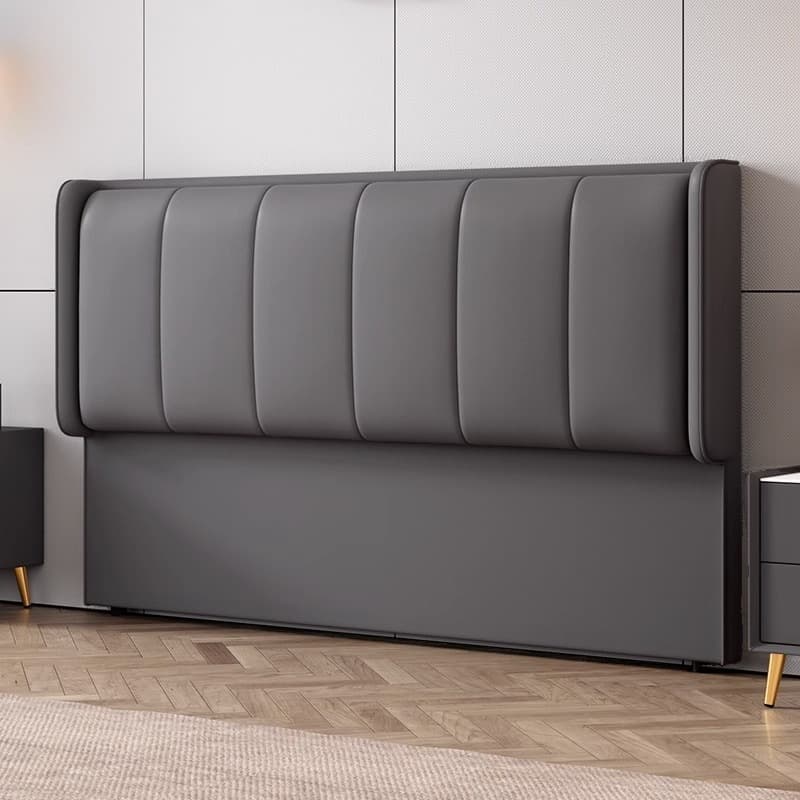 Simplistic Wingback Headboard in Pine Wood with No Distressing, Rectangular Shape for King/Queen/Full Bed, Featuring Sponge Upholstery and Standard Height