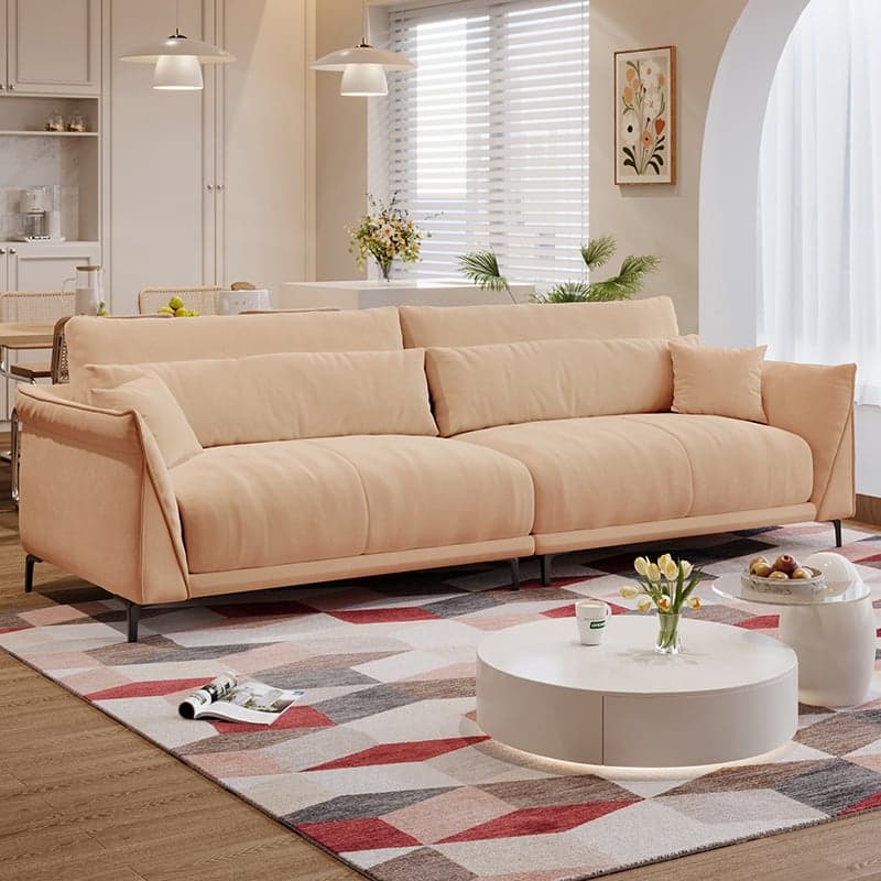 Drawing Room Standard Sofa in Pu Leather/Flannel with Blush/Mocha/Amber Color and Armrest - image 7