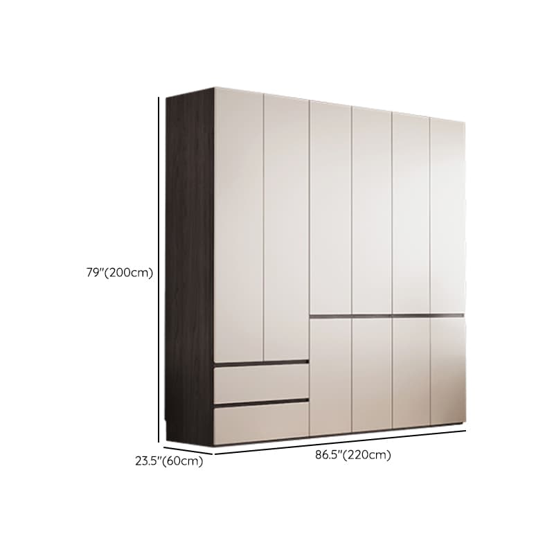 White Minimalist Manufactured Wood Independent Wardrobe Closet with Soft Close Drawer, Soft Close Door, and Interior Shelves - image 14