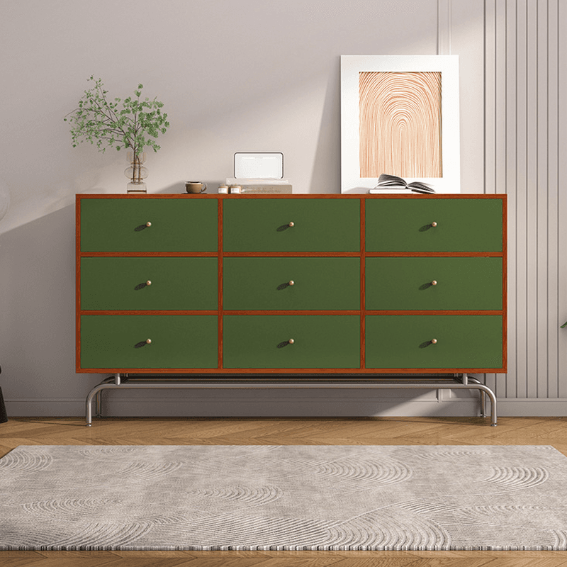 Cocoa Simple Manufactured Wood Console Dresser with 6 or 9 Drawers in Horizontal or Vertical Orientation