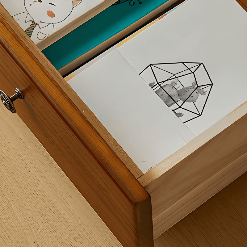 Modish Timber Console Dresser with 3/4/5 Drawers, Hutch Cabinets, and 2 Interior Shelves in Vertical Orientation - image 10
