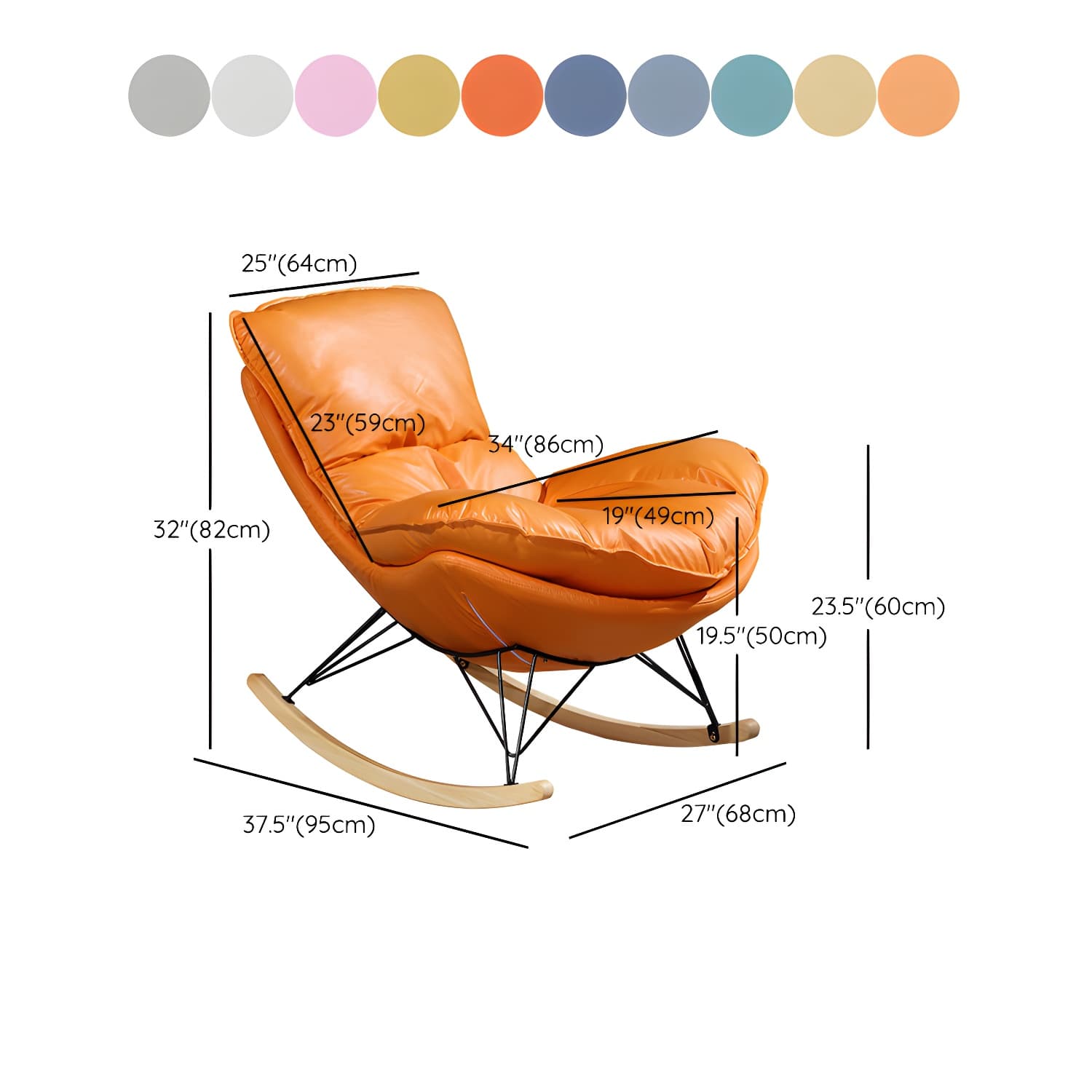 Contemporary Rocking Chair Faux Leather Water Resistant Plain Rocker Chair with Ottoman - image 16