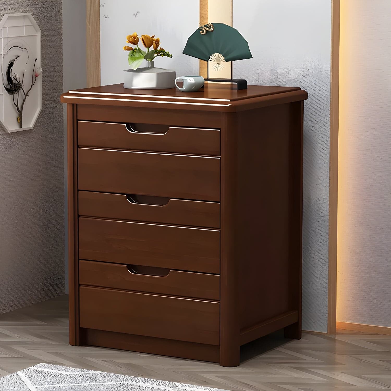 Traditional Wood Dresser with Drawers in Narrow Design and Rubberwood Material - image 4