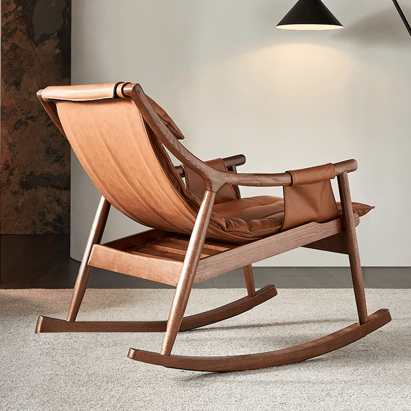 Simple Upholstered Rocking Chair with Ottoman, Scratch-tolerant Padded Track Arm, 2 Piece Set - image 7